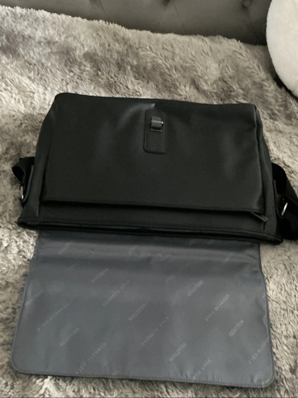 Kenneth Cole Black Leather Bag for laptop with Buckle Detail